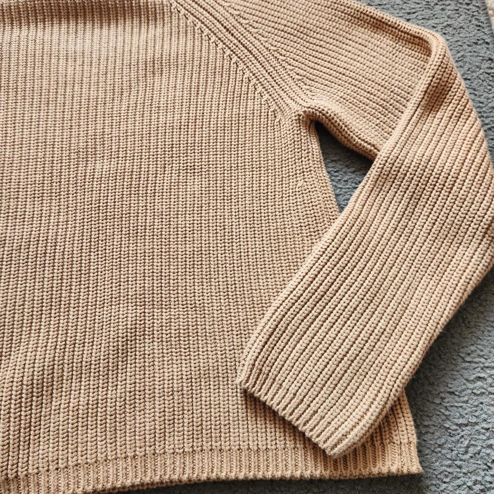 QUINCE Women's Fisherman Crew Sweater Large Camel Beige Organic Cotton - Picture 10 of 10